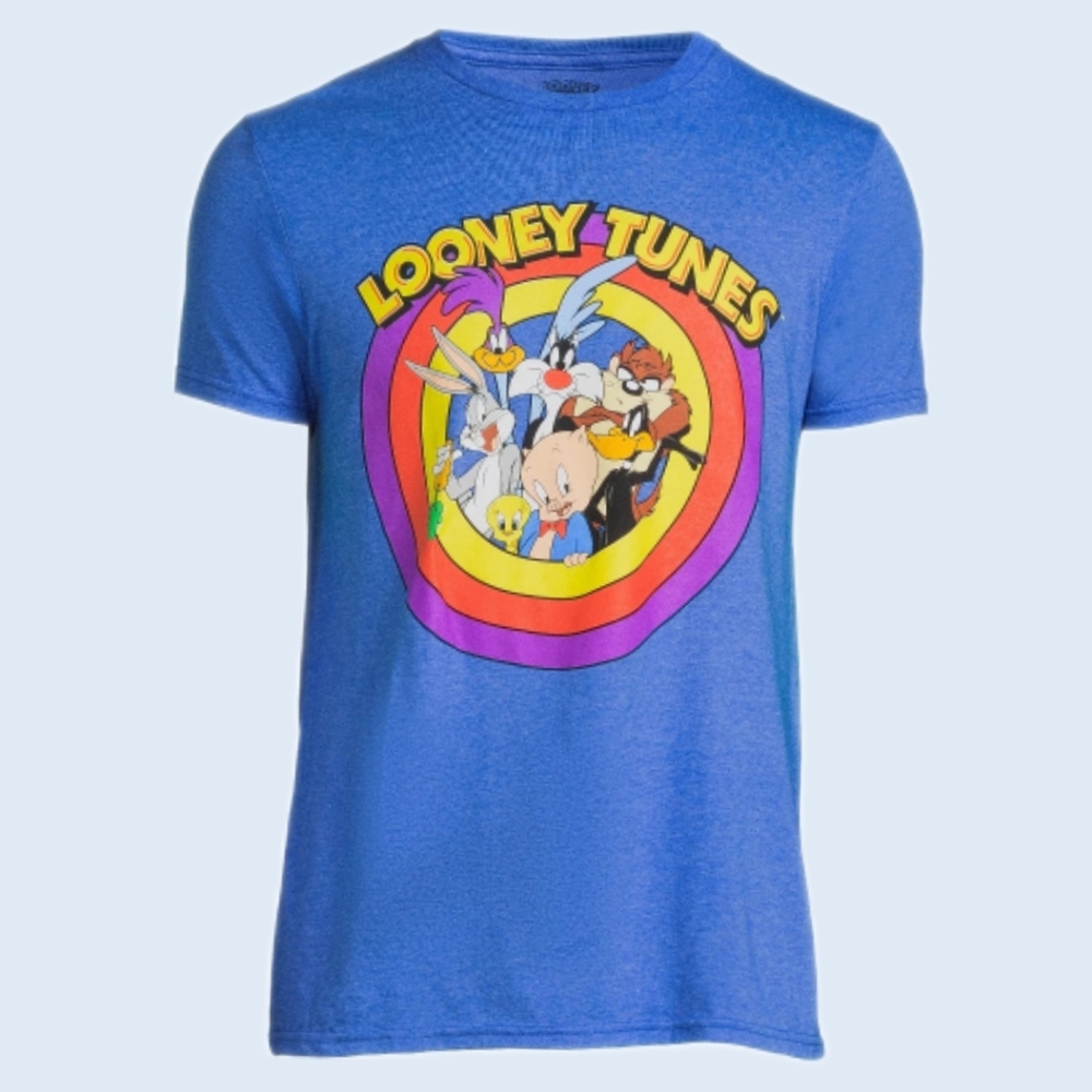 Men's Medium Blue Shirt WB Looney Tunes Bullseye Graphic Retro Colorful Y2k Soft